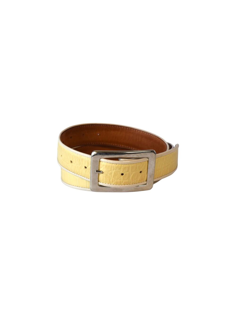 Orciani Italy Yellow Leather Belt Silver Buckle Size 30-38